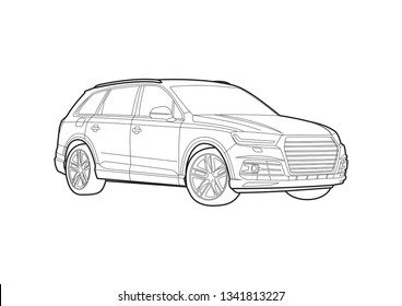 Vector Layout Of Luxury SUV. Audi Q7.