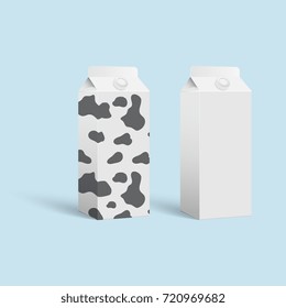 Vector layout of milk packaging. Mockup pack of milk. Vector illustration.