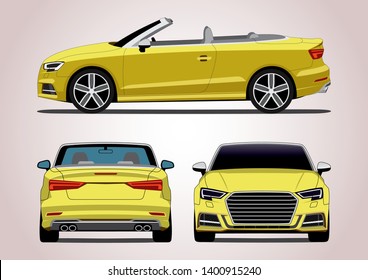 vector layout of the popular yellow convertible. Audi S3.