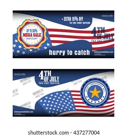 Vector layout poster for sale on the Independence Day on both sides. Banner of Independence Day sale.