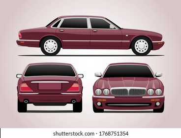 vector layout of premium sedan in color. Jaguar XJ (X308).