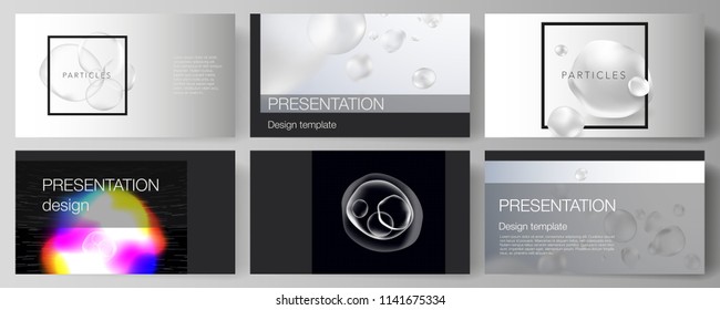 The vector layout of the presentation slides design business templates. SPA and healthcare design, sci-fi technology background. Abstract futuristic or medical consept backgrounds to choose from
