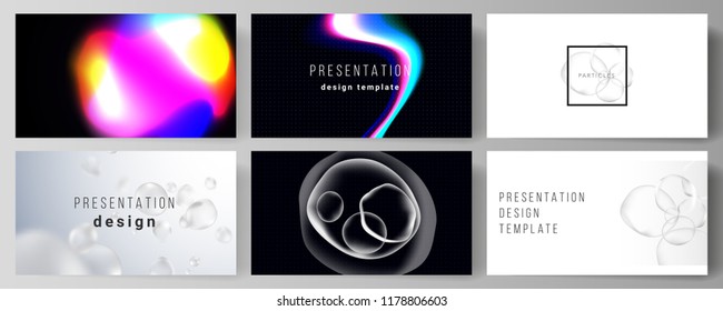 The vector layout of the presentation slides design business templates. SPA and healthcare design, sci-fi technology background. Abstract futuristic or medical consept backgrounds to choose from