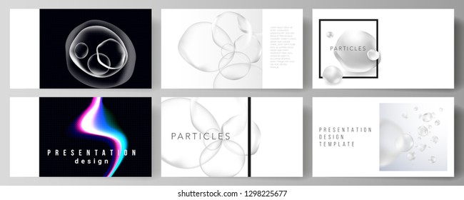 The vector layout of the presentation slides design business templates. SPA and healthcare design, sci-fi technology background. Abstract futuristic or medical consept backgrounds to choose from