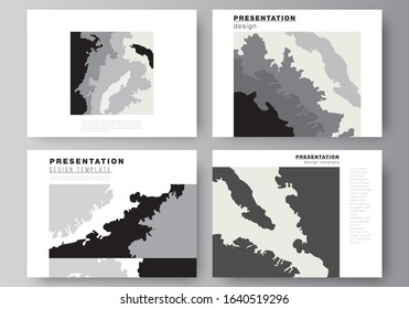 Vector layout of the presentation slides design business templates, multipurpose template for presentation brochure, brochure cover. Landscape background decoration, halftone pattern grunge texture.