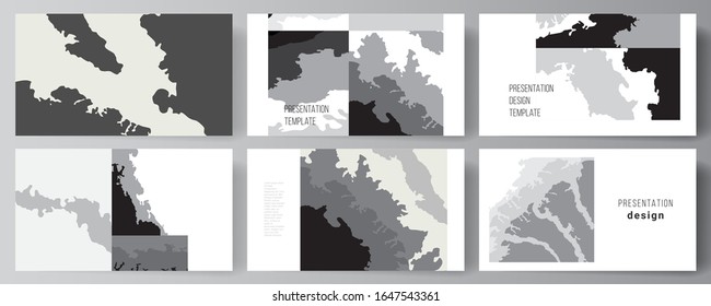 Vector layout of the presentation slides design business templates, multipurpose template for presentation brochure, brochure cover. Landscape background decoration, halftone pattern grunge texture.