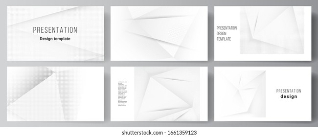 Vector layout of the presentation slides design templates, multipurpose template for presentation brochure, brochure cover. Halftone dotted background with gray dots, abstract gradient background