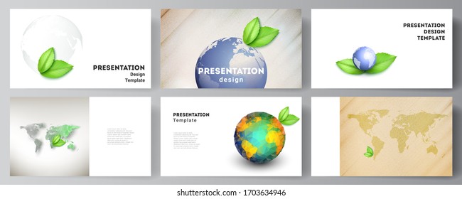 Vector layout of the presentation slides design business templates, multipurpose template for presentation brochure, brochure cover. Save Earth planet concept. Sustainable development global concept.