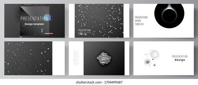 Vector layout of the presentation slides design business templates, multipurpose template for presentation brochure, brochure cover. Tech science future background, space design astronomy concept.