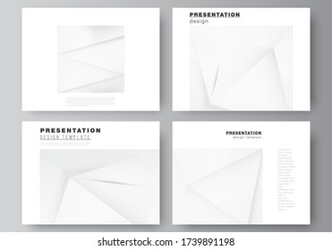 Vector layout of the presentation slides design business templates, multipurpose template for presentation brochure, brochure cover. Halftone effect decoration with dots. Dotted pop art pattern.