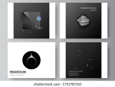 Vector layout of the presentation slides design business templates, multipurpose template for presentation brochure, brochure cover. Tech science future background, space design astronomy concept.