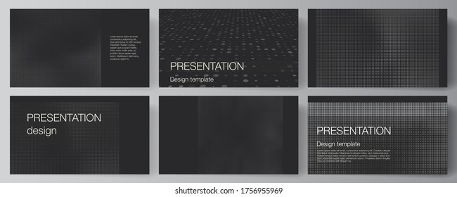 Vector layout of presentation slides design business templates, multipurpose template for presentation brochure, brochure cover. Halftone effect decoration with dots. Dotted pattern for grunge style.