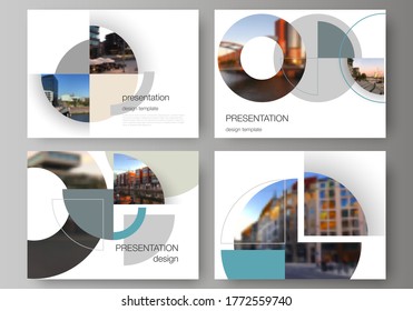 Vector layout of the presentation slides design business templates, multipurpose template for presentation brochure. Background with abstract circle round banners. Corporate business concept template
