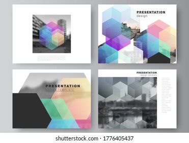 Vector layout of the presentation slides design business templates, multipurpose template with abstract shapes and colors for presentation brochure, brochure cover, business report