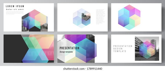 Vector layout of the presentation slides design business templates, multipurpose template with abstract shapes and colors for presentation brochure, brochure cover, business report.