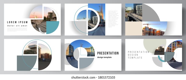 Vector layout of the presentation slides design business templates, multipurpose template for presentation brochure. Background with abstract circle round banners. Corporate business concept template
