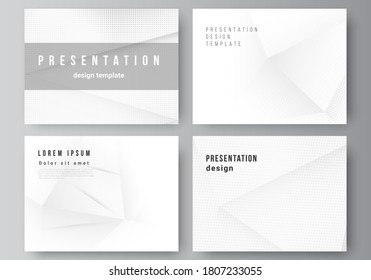 Vector layout of the presentation slides design business templates, multipurpose template for presentation brochure, brochure cover. Halftone effect decoration with dots. Dotted pop art pattern.