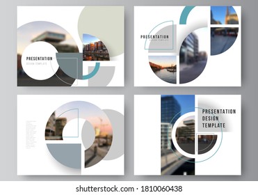 Vector layout of the presentation slides design business templates, multipurpose template for presentation brochure. Background with abstract circle round banners. Corporate business concept template