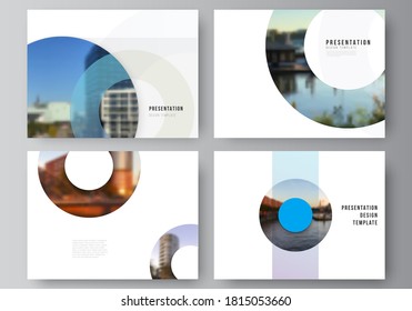 Vector layout of the presentation slides design business templates, multipurpose template for presentation brochure, cover. Background template with rounds, circles for IT, technology. Minimal style.