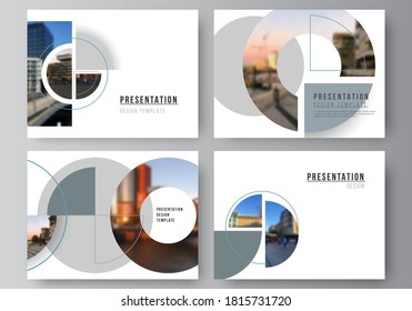 Vector layout of the presentation slides design business templates, multipurpose template for presentation brochure. Background with abstract circle round banners. Corporate business concept template