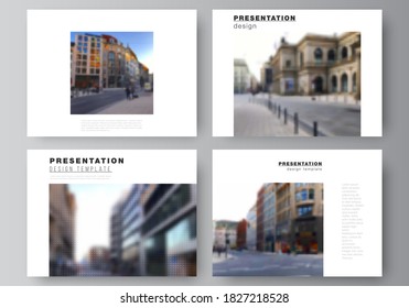 Vector layout of the presentation slides design business templates, multipurpose template for presentation brochure, brochure cover. Halftone effect decoration with dots. Dotted pattern decoration.