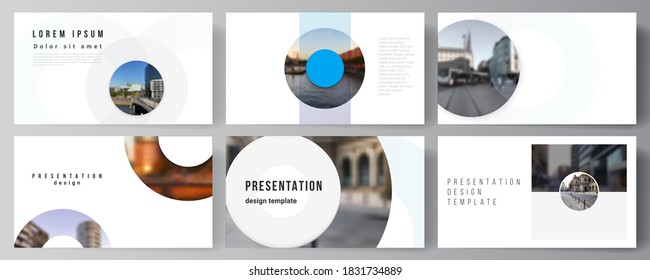 Vector layout of the presentation slides design business templates, multipurpose template for presentation brochure, cover. Background template with rounds, circles for IT, technology. Minimal style.