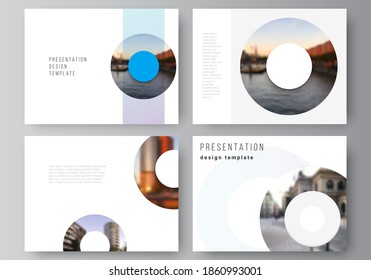 Vector layout of the presentation slides design business templates, multipurpose template for presentation brochure, cover. Background template with rounds, circles for IT, technology. Minimal style.
