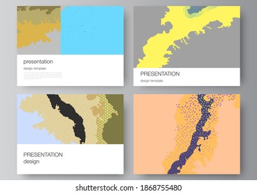 Vector layout of the presentation slides design templates, multipurpose template for presentation brochure, brochure cover. Japanese pattern template. Landscape background decoration in Asian style.