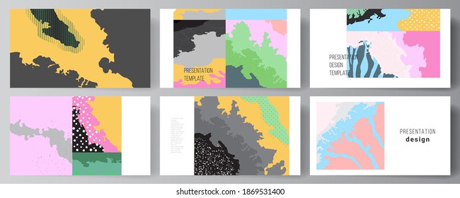 Vector layout of the presentation slides design templates, multipurpose template for presentation brochure, brochure cover. Japanese pattern template. Landscape background decoration in Asian style.
