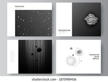 Vector layout of the presentation slides design business templates, multipurpose template for presentation brochure, brochure cover. Tech science future background, space design astronomy concept.