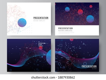 Vector layout of the presentation slides design business template, multipurpose template for presentation brochure. Artificial intelligence, big data visualization. Quantum computer technology concept