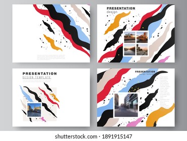 Vector layout of the presentation slides design business templates, multipurpose template for presentation brochure, brochure cover, business report, agency, corporate, portfolio, pitch deck, startup.