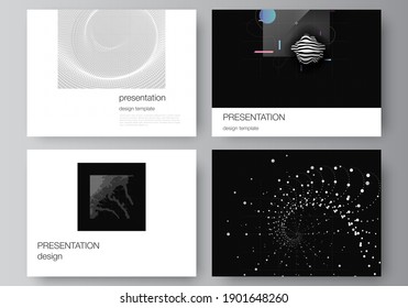 Vector layout of the presentation slides design business templates, template for presentation brochure, brochure cover, report. Abstract technology black color science background. High tech concept.