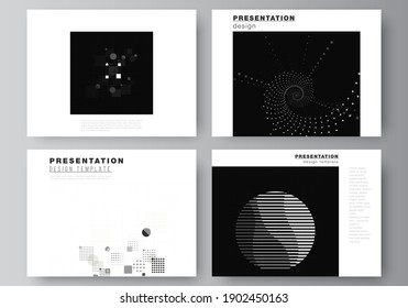 Vector layout of the presentation slides design business templates, template for presentation brochure, brochure cover, report. Abstract technology black color science background. High tech concept.