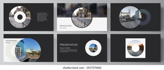 Vector layout of the presentation slides design business templates, multipurpose template for presentation brochure, cover. Background template with rounds, circles for IT, technology. Minimal style.