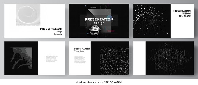 Vector layout of the presentation slides design business templates, template for presentation brochure, brochure cover, report. Abstract technology black color science background. High tech concept.