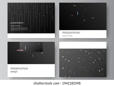 Diseño vectorial de las plantillas de negocio de diseño de diapositivas de presentación, planilla multipropósito para el folleto de presentación, portada de folleto. Antecedentes de la ciencia tecnológica en el futuro, concepto de astronomía del diseño espacial.