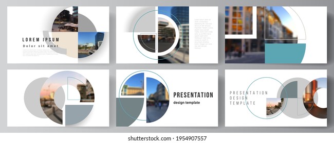 Vector layout of the presentation slides design business templates, multipurpose template for presentation brochure. Background with abstract circle round banners. Corporate business concept template