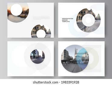Vector layout of the presentation slides design business templates, multipurpose template for presentation brochure, cover. Background template with rounds, circles for IT, technology. Minimal style.