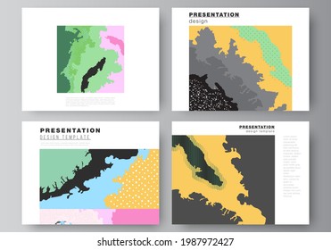 Vector layout of the presentation slides design templates, multipurpose template for presentation brochure, brochure cover. Japanese pattern template. Landscape background decoration in Asian style.