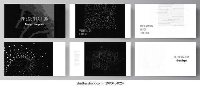 Vector layout of the presentation slides design business templates, template for presentation brochure, brochure cover, report. Abstract technology black color science background. High tech concept.
