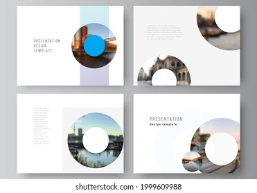 Vector layout of the presentation slides design business templates, multipurpose template for presentation brochure, cover. Background template with rounds, circles for IT, technology. Minimal style.