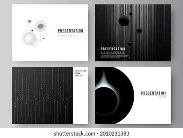 Vector layout of the presentation slides design business templates, multipurpose template for presentation brochure, brochure cover. Tech science future background, space design astronomy concept.