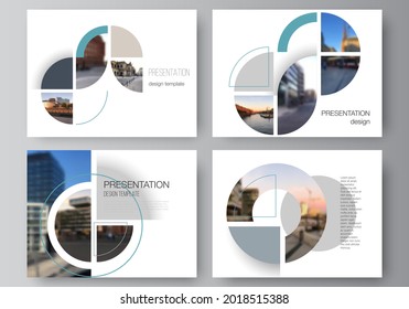 Vector layout of the presentation slides design business templates, multipurpose template for presentation brochure. Background with abstract circle round banners. Corporate business concept template.