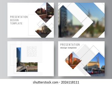 Vector layout of the presentation slides design business templates, multipurpose template with geometric simple shapes, lines and photo place for presentation brochure, brochure cover, business report