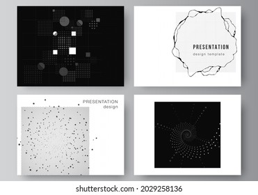 Vector layout of the presentation slides design business templates, template for presentation brochure, brochure cover, report. Abstract technology black color science background. High tech concept.