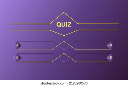 Vector layout of the quiz question with choice of text menu. Gradient template of intellectual competition, game menu, TV show, quiz questions, quiz with choice of answer screen within the framework