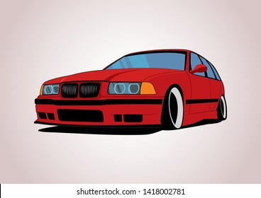 vector layout red German automobile. BMW.