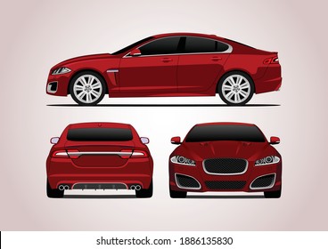 vector layout of a red sedan. Jaguar XFR.