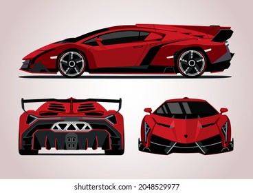 vector layout of a red sports car. Lamborghini Veneno.